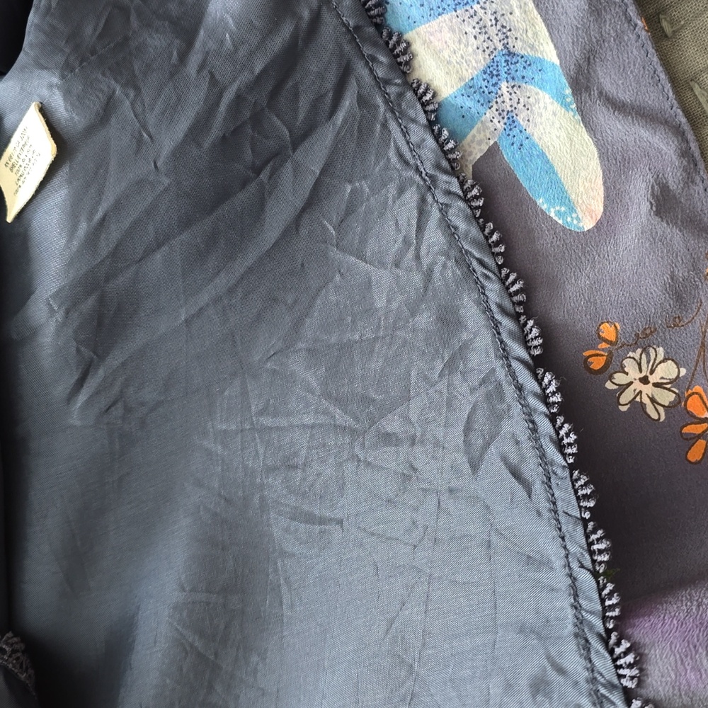 Anthropologie Dress By FLOREAT Teacup Print Purple Silk "Sugar & Cream Dress" - Picture 11 of 16